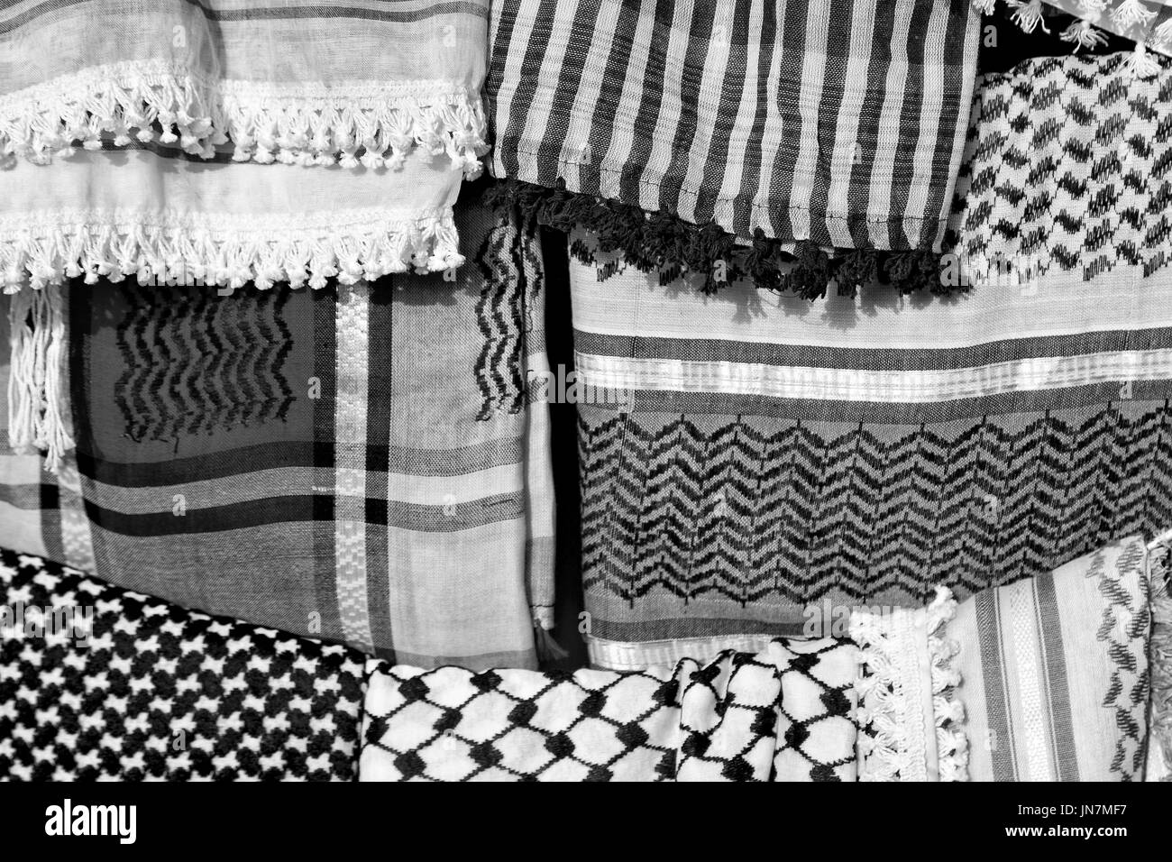 La texture de la symbolique traditionnelle de coton foulard arabe comme background abstract Banque D'Images