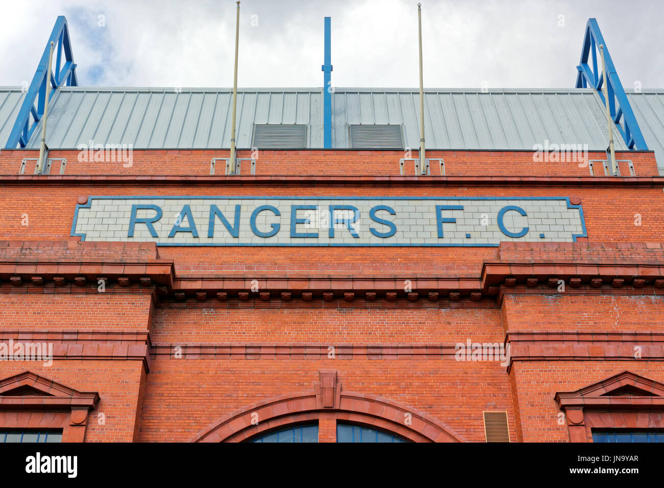 Glasgow Rangers, stade ibrox, logo gates edmiston Drive, Glasgow Banque D'Images
