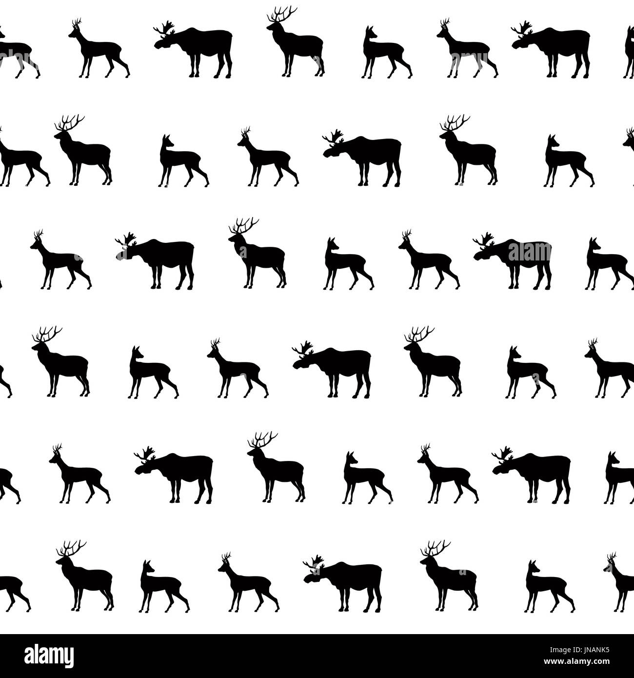 Silhouette d'animaux. motif transparent Sol carrelé de la faune backgroun texturés. Animaux cerf modèle homogène. Motif de Noël. Joyeux Noël zone carrelée Banque D'Images