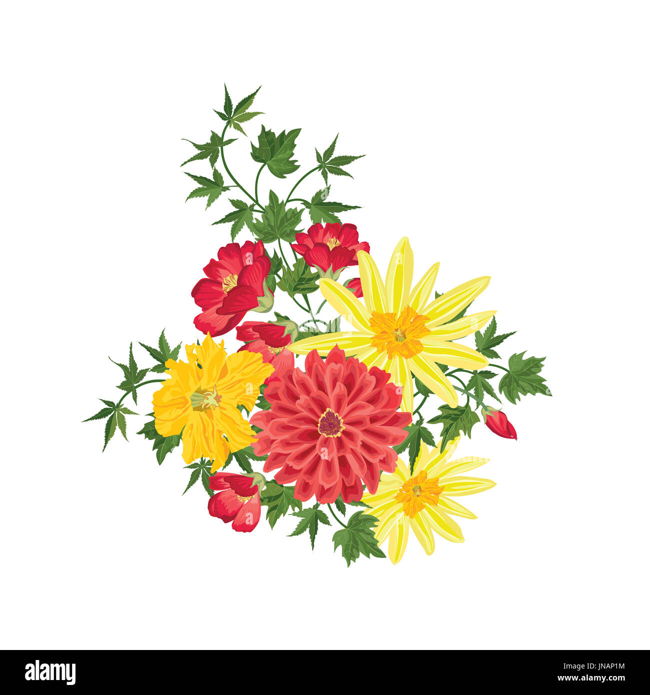 Bouquet de fleurs floral frame.. carte de vœux s'épanouir. fleurs isolé sur fond blanc Banque D'Images