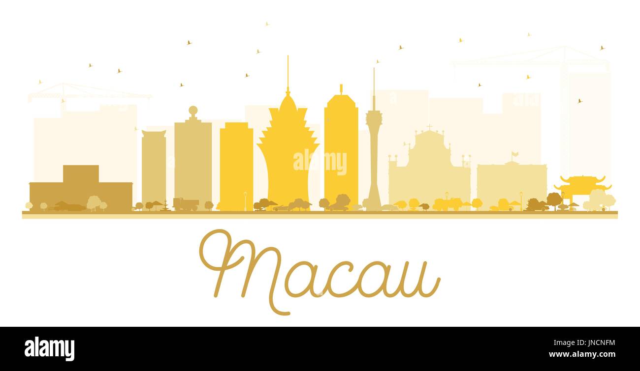 La ville de Macao golden silhouette. vector illustration. simple télévision concept pour tourisme présentation, bannière, un placard ou un site web. Illustration de Vecteur
