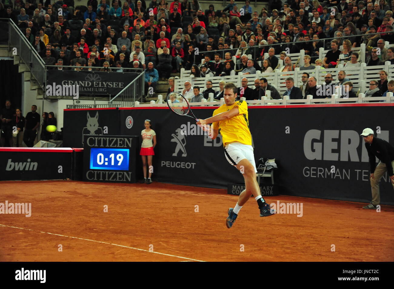 German Open 2017, l'ATP World Tour, Florian Mayer (GER) gagné la moitié de match final vs.de commentaires, Hambourg. Banque D'Images