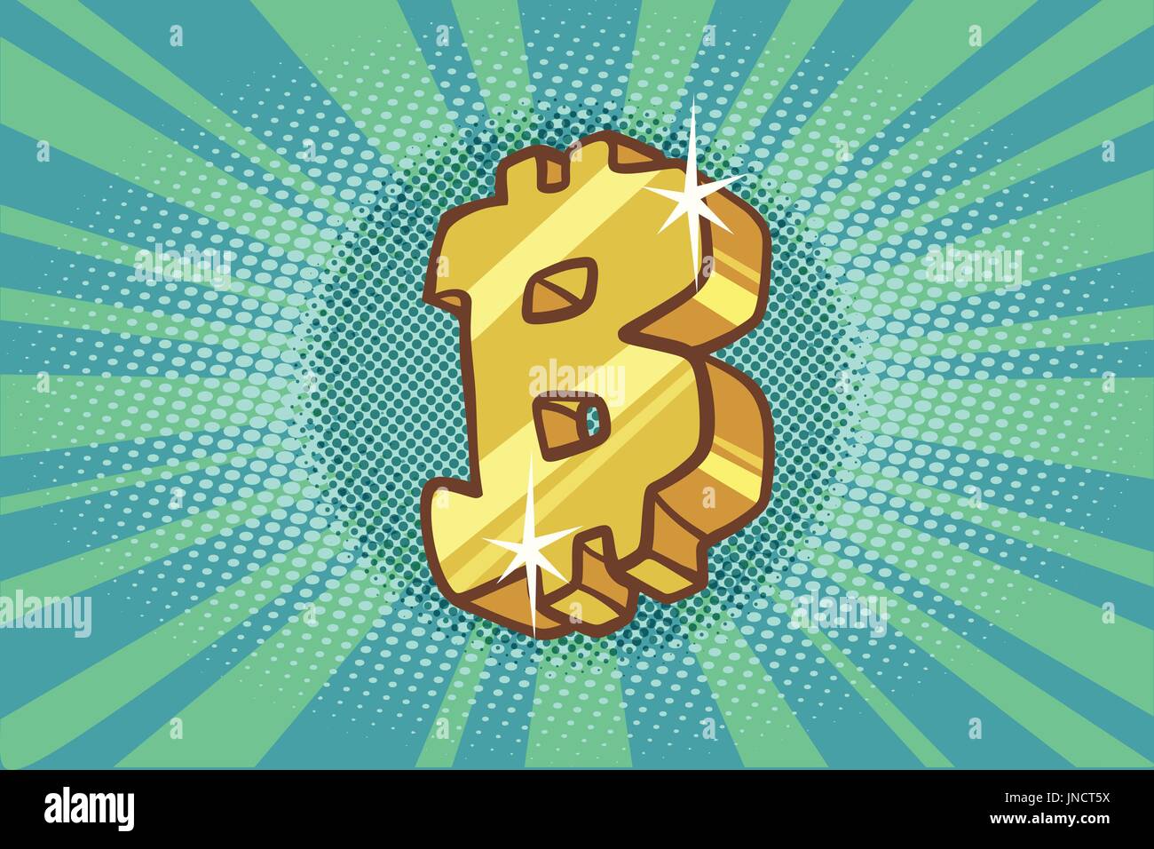 L'icône de Bitcoin cryptocurrency signe symbole. Cartoon comics retro pop art dessin illustration couleur Illustration de Vecteur