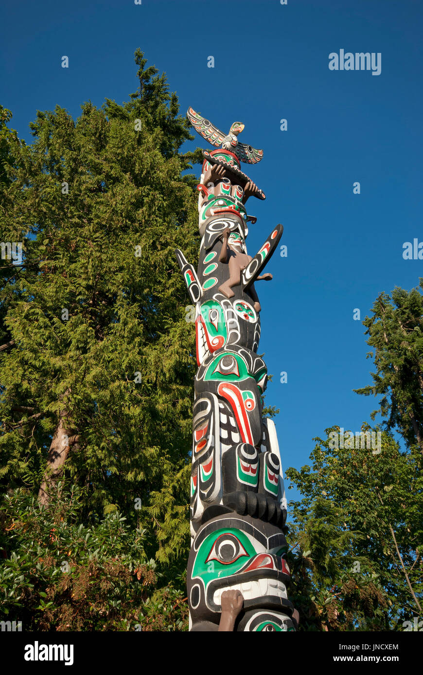 Totem au parc Stanley, Vancouver, British Columbia, Canada Banque D'Images