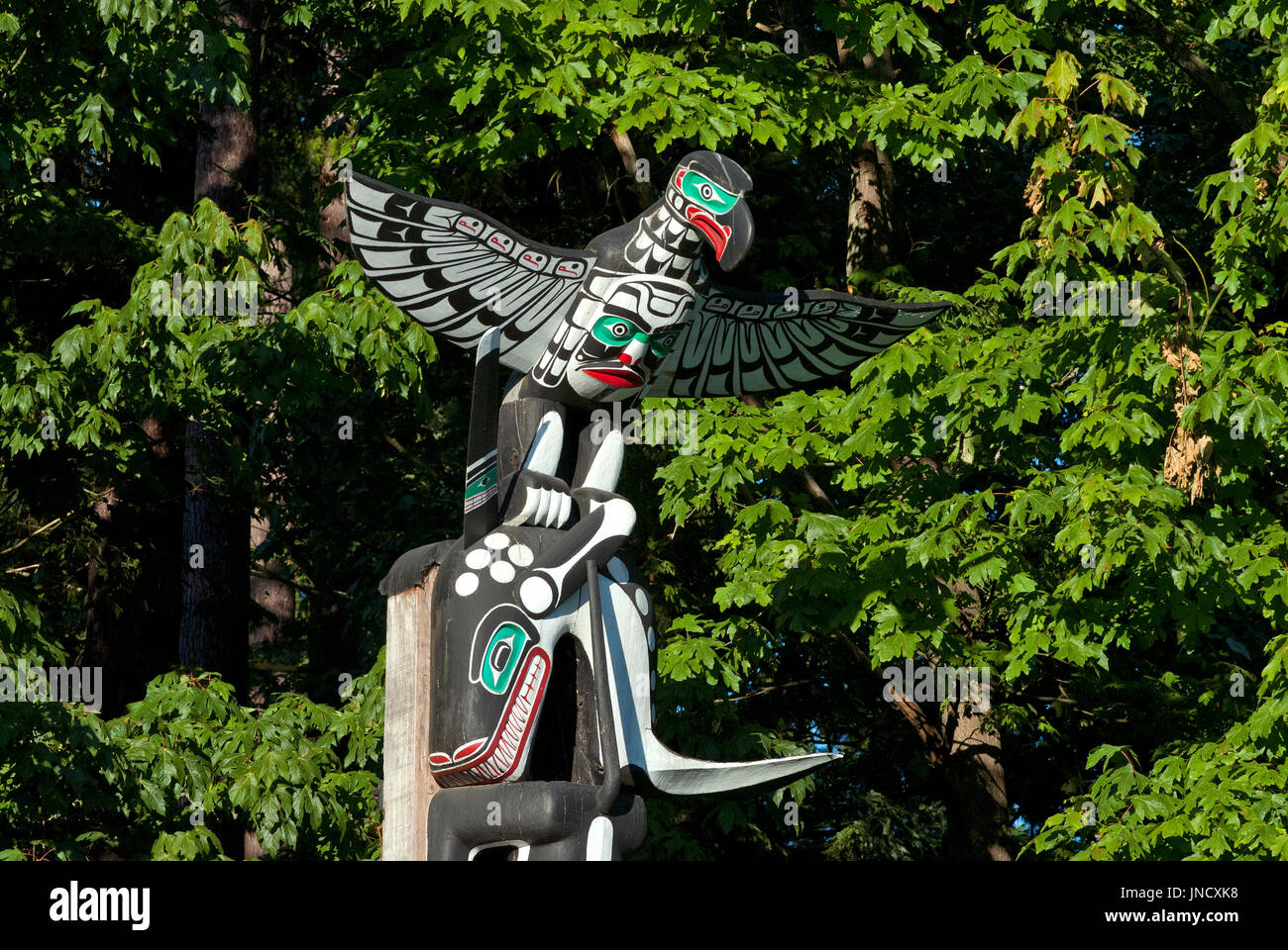 Totem au parc Stanley, Vancouver, British Columbia, Canada Banque D'Images