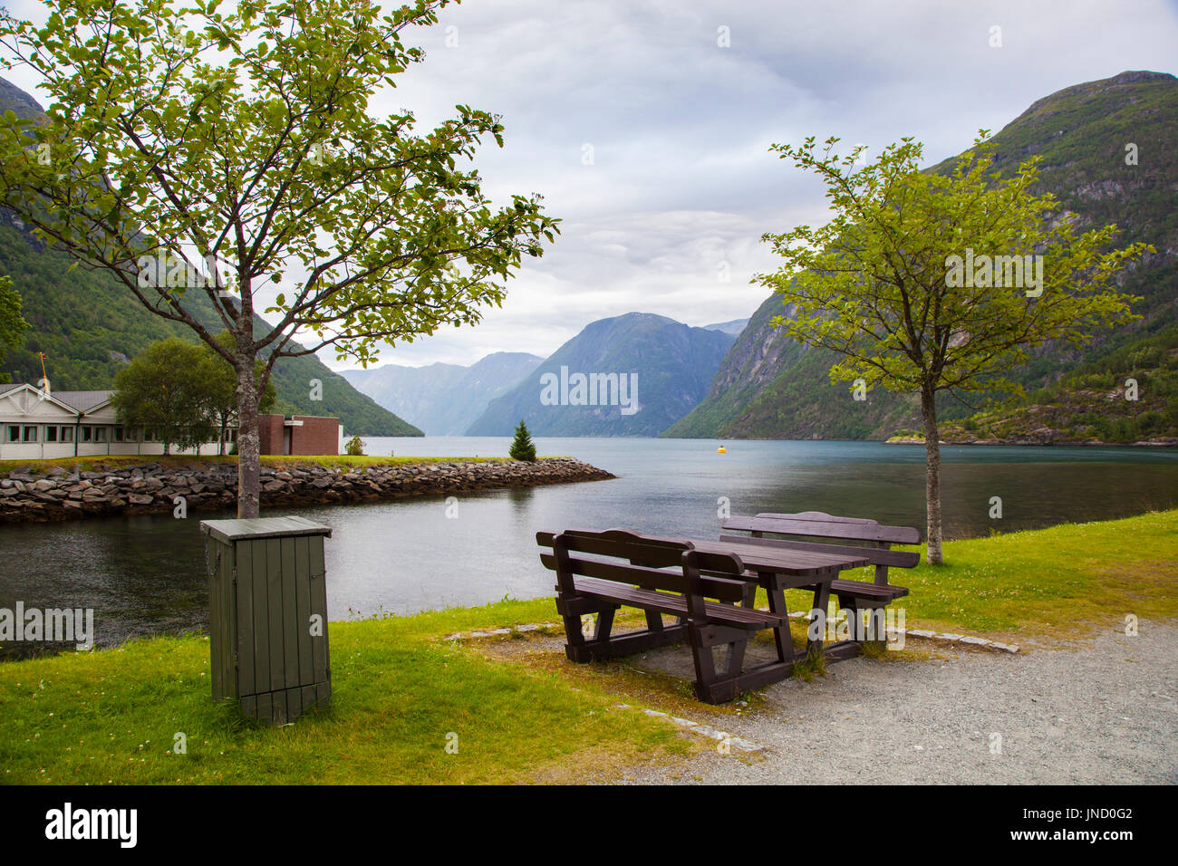 Hellesylt village près de fjord de Geiranger, Norvège Banque D'Images