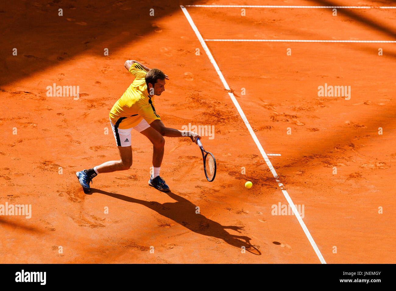 Hambourg, Allemagne, 30 juillet 2017 : joueur allemand Florian Mayer en action pendant la finale unique mens contre Leonardo Mayer (ARG) à la German Open 2017 au Hambourg Rothenbaum. Crédit : Frank Molter/Alamy Live News Banque D'Images