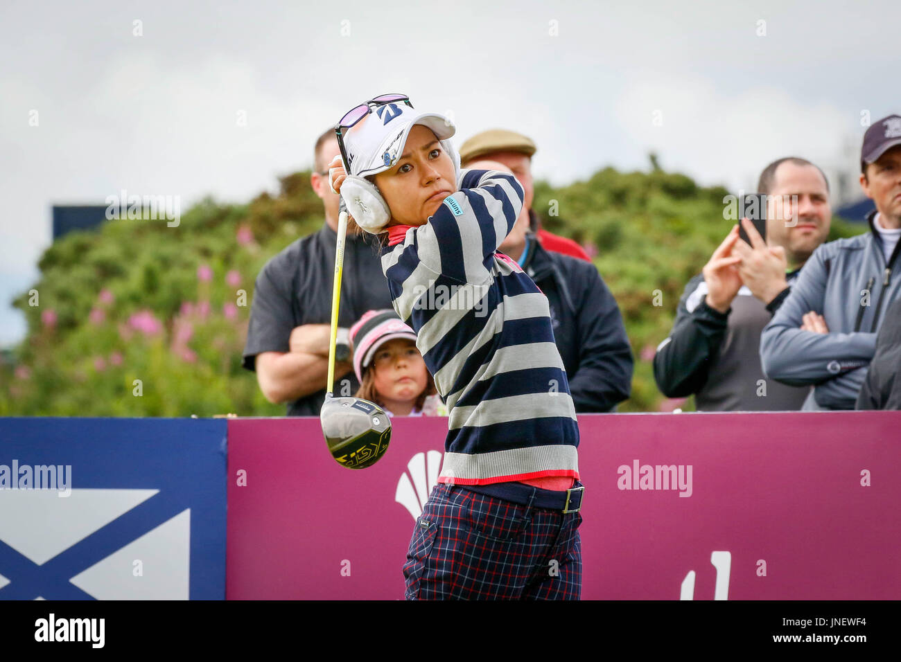 Irvine, Ecosse, Royaume-Uni. 30 juillet, 2017. Pour le 4ème jour de la Aberdeen Asset Management Open Golf Championship, la compétition a été marquée par de fortes rafales de vent. Credit : Findlay/Alamy Live News Banque D'Images