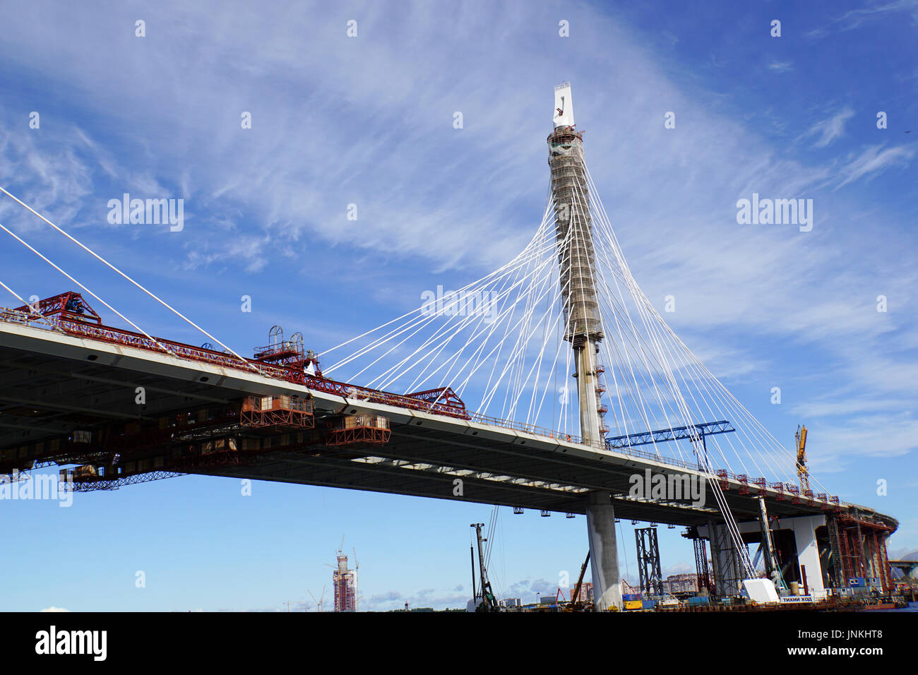 La construction du nouveau pont à Saint-Pétersbourg, Russie 30 septembre 2016 Banque D'Images
