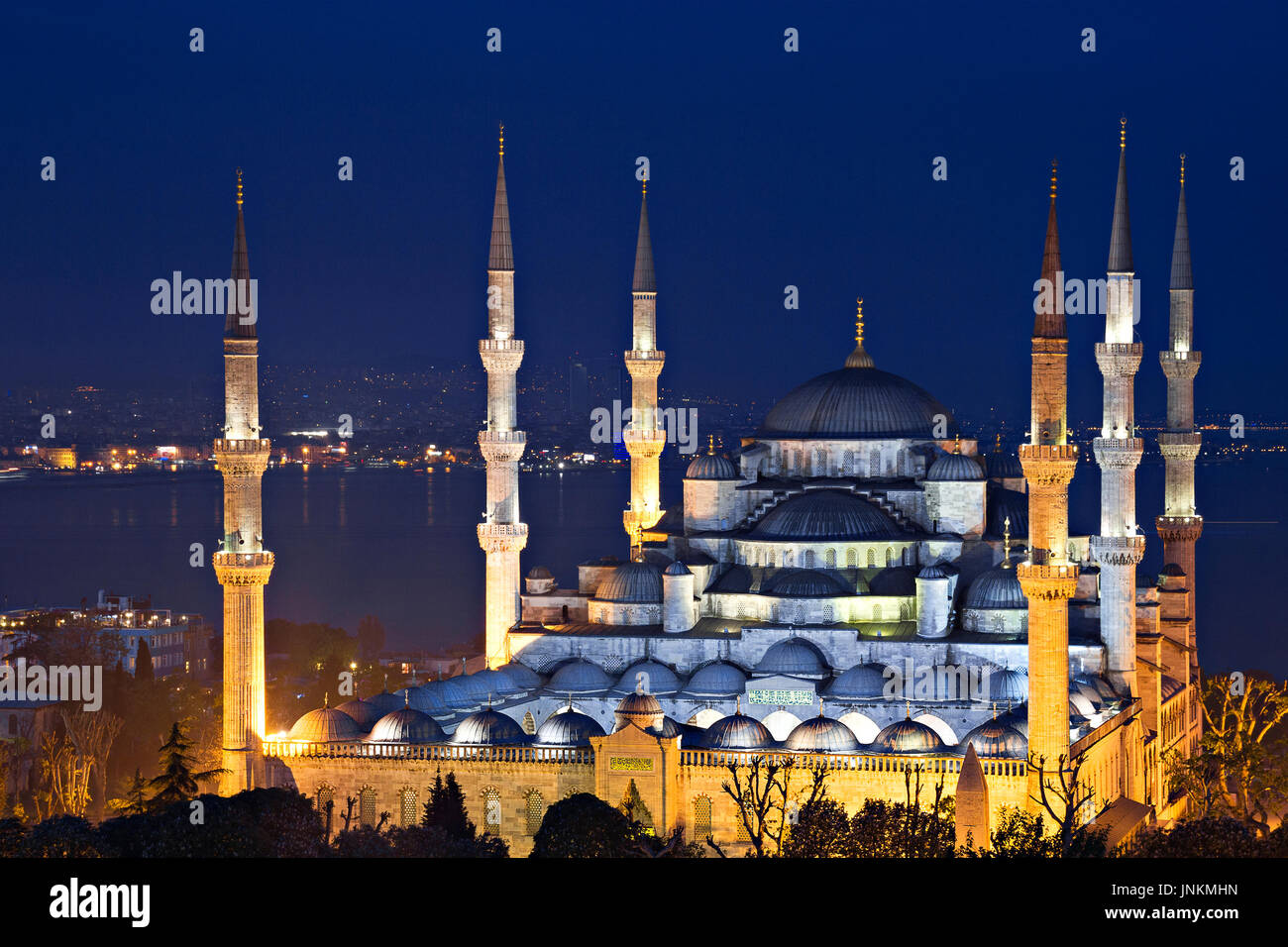 Mosquée bleue à il twilight in Istanbul, Turquie. Banque D'Images