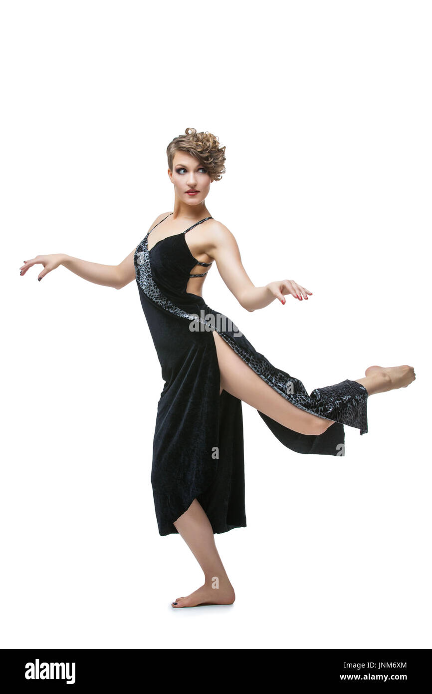Danseuse de fille en robe tango Banque D'Images