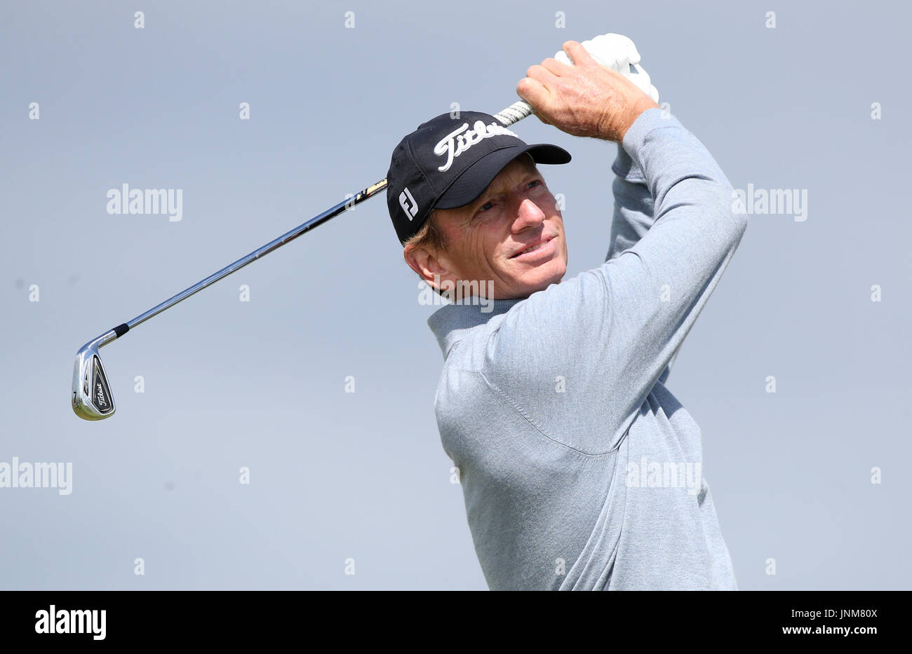 Brad Faxon des USA au cours de la quatrième journée de l'Open Senior au Royal Porthcawl Golf Club, Porthcawl. Banque D'Images