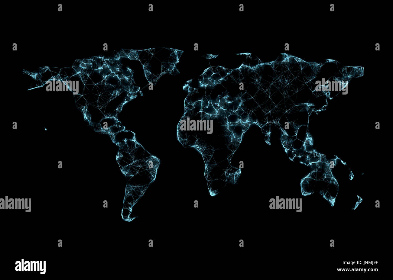 Carte du monde low poly sur fond sombre. Banque D'Images