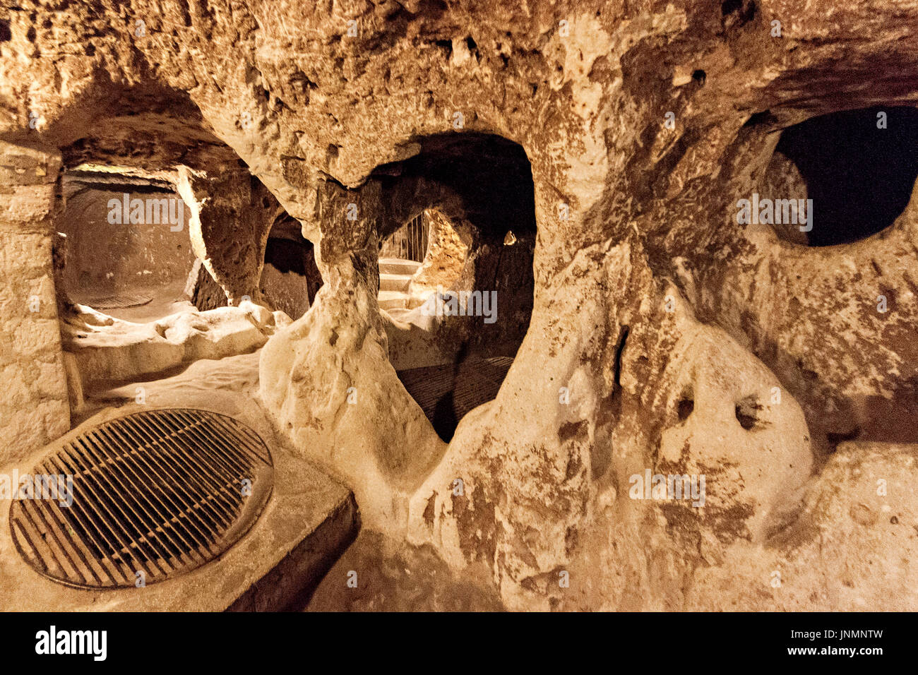 Ville souterraine de Derinkuyu, Cappadoce, Turquie. Banque D'Images