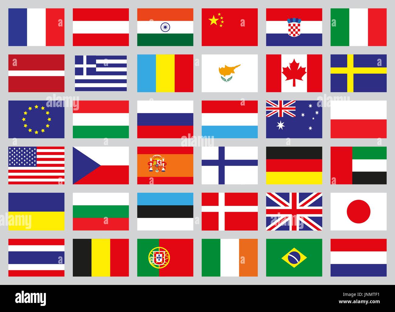 Ensemble de drapeaux de différents pays dans un style plat Image  Vectorielle Stock - Alamy