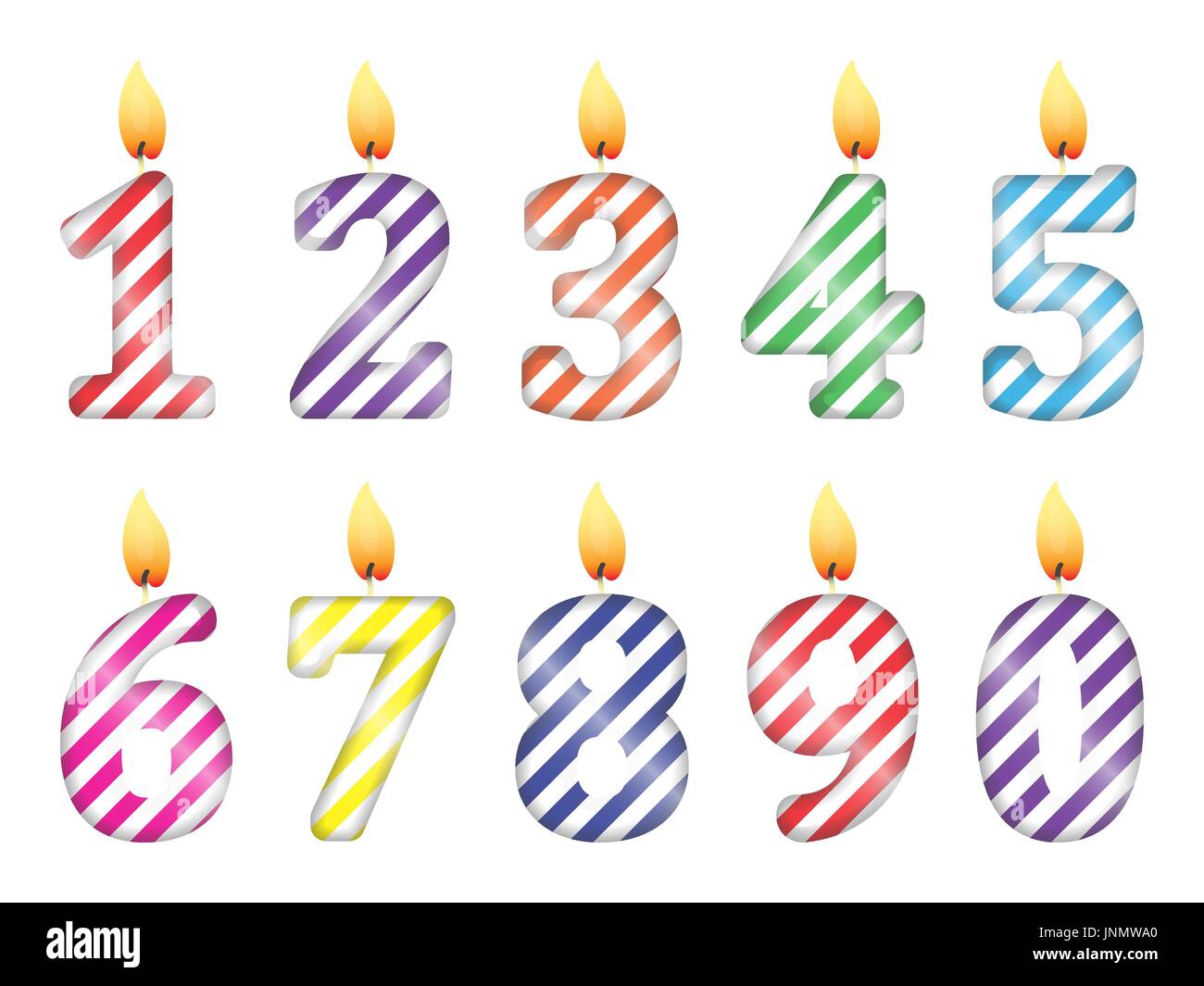 Setset de nombres sous la forme de bougies parti de nombres sous la forme de bougies parti Illustration de Vecteur