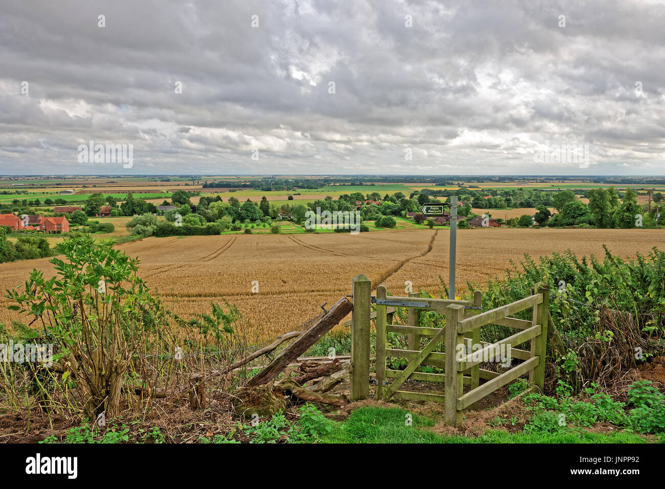 Le Lincolnshire UK. Une vue de l'ensemble du Wolds Fagnes vers Boston. Banque D'Images