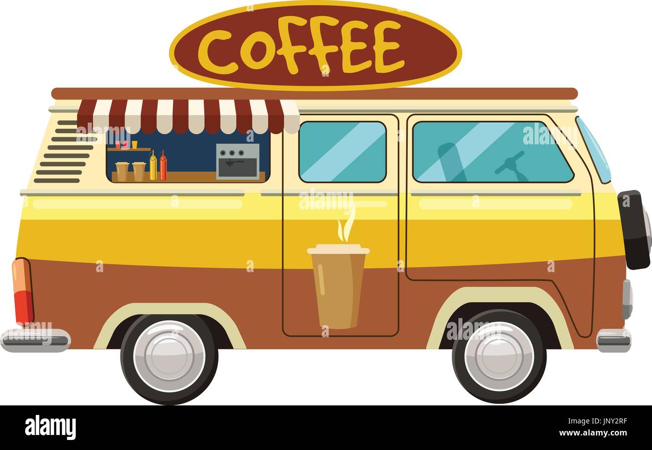 L'icône mobile Van cafe, cartoon style Illustration de Vecteur