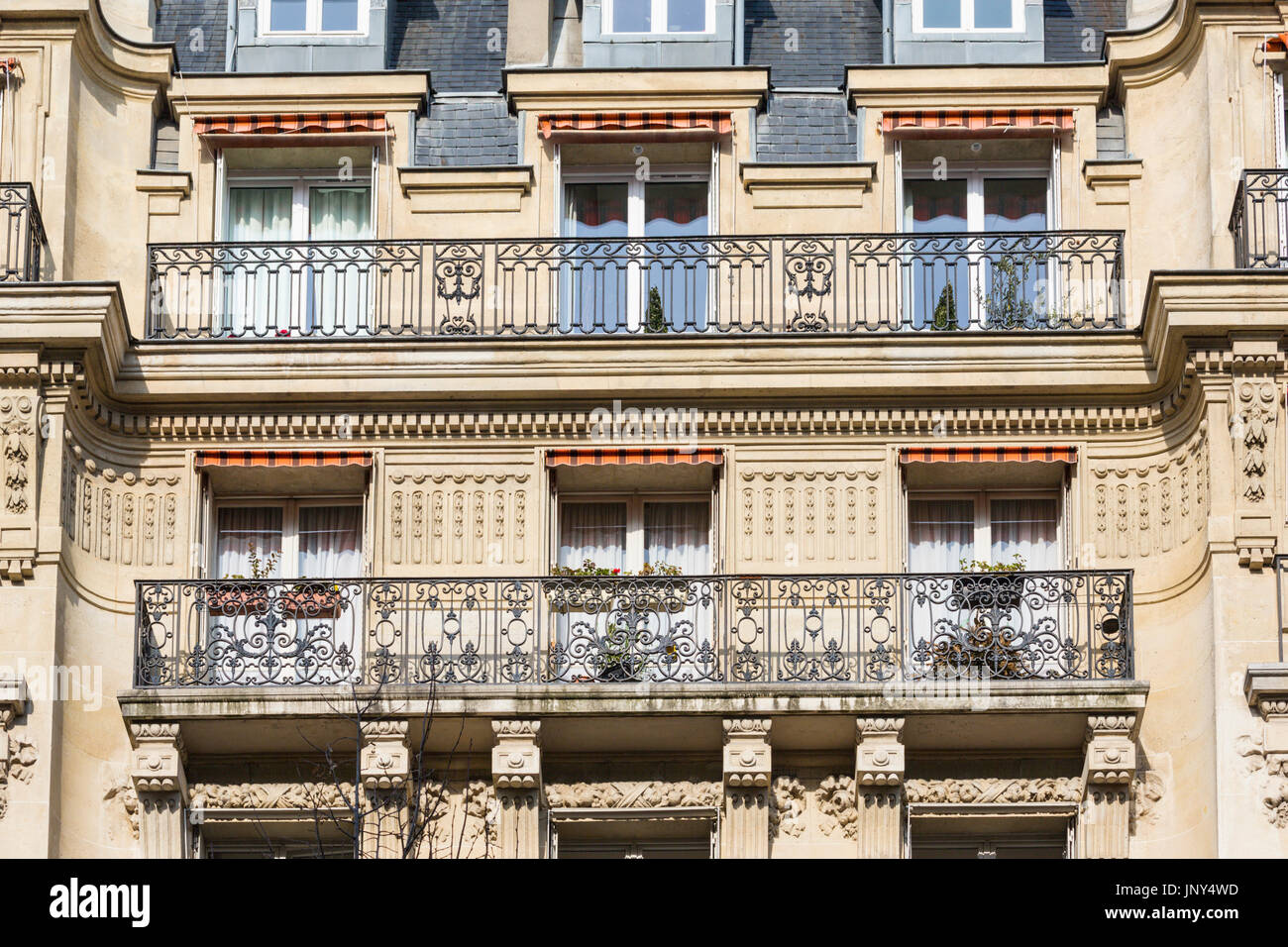 Paris. France - 27 Février 2016 : immeubles d'Haussmann, dans le 7ème arrondissement de Paris, France. Banque D'Images
