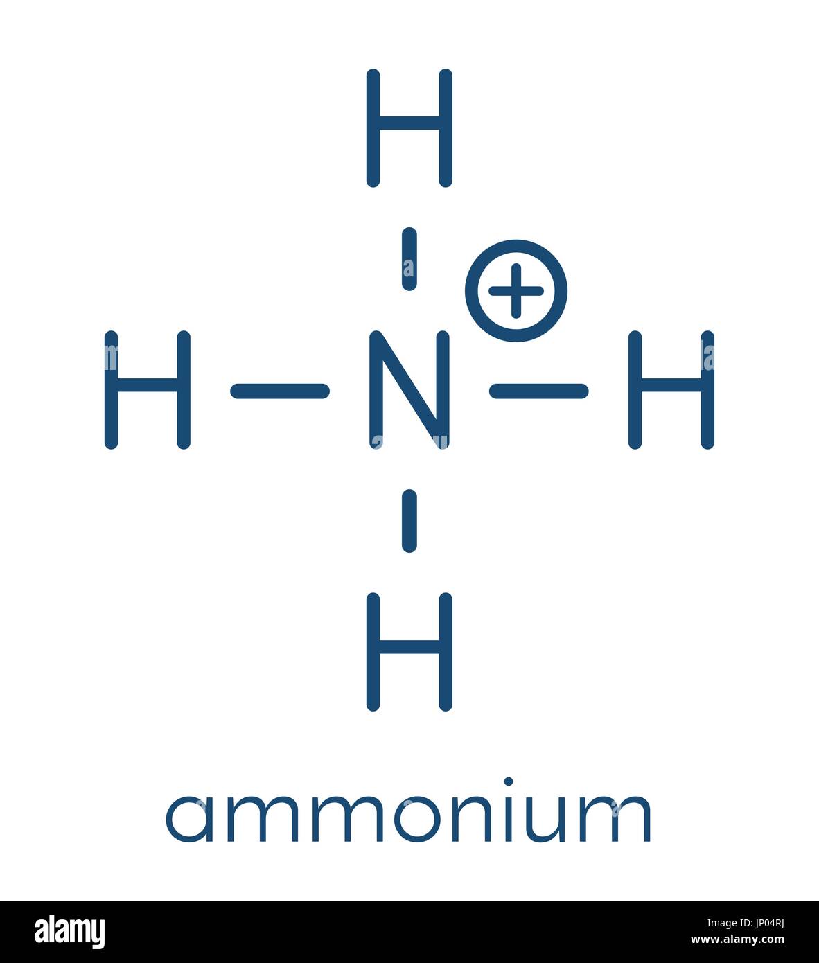 Cation ammonium. Forme protonée de l'ammoniac. Formule topologique. Illustration de Vecteur