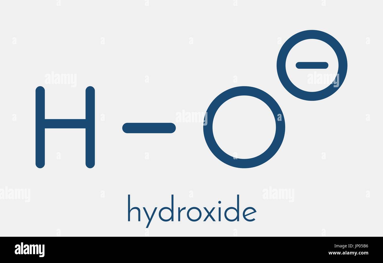 L'anion hydroxyde, structure chimique. Formule topologique. Illustration de Vecteur