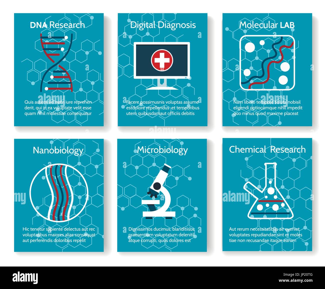 La nanobiologie et microbiologie milieux de recherche. Vector médical et chimique de laboratoire des tests d'ADN pour des modèles de cartes de concepts cliniques en santé Illustration de Vecteur