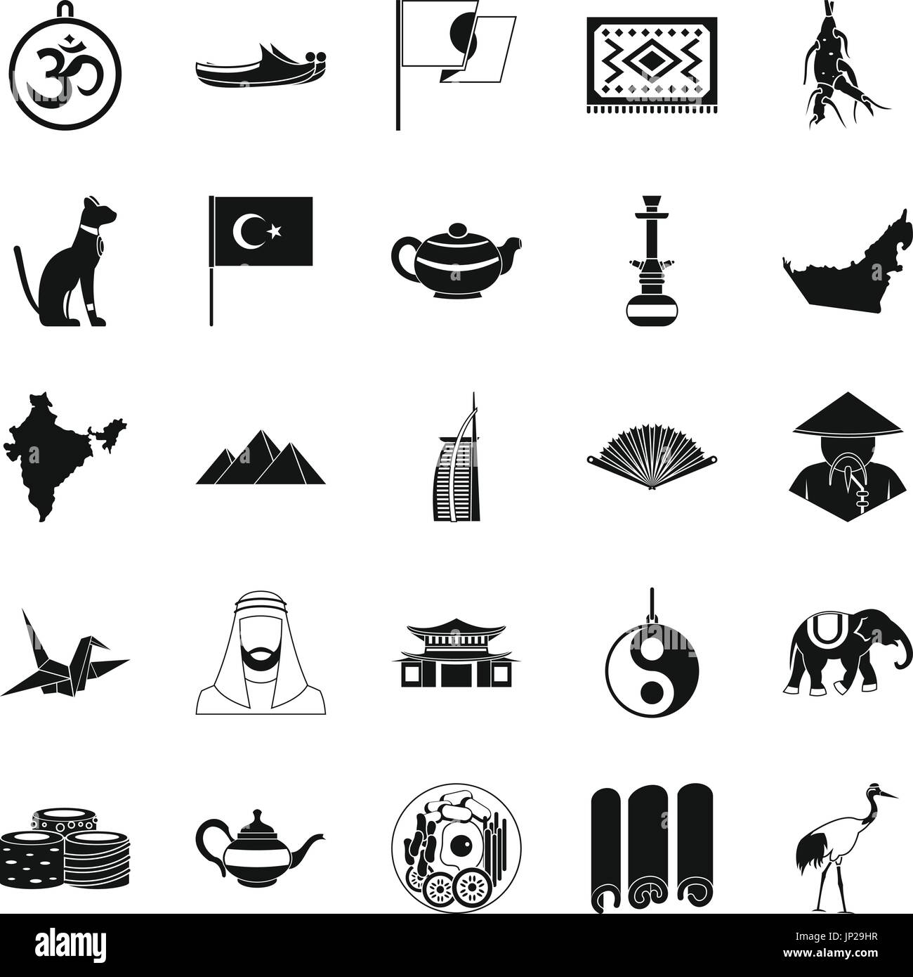 Icons set Oriental, le style simple Illustration de Vecteur