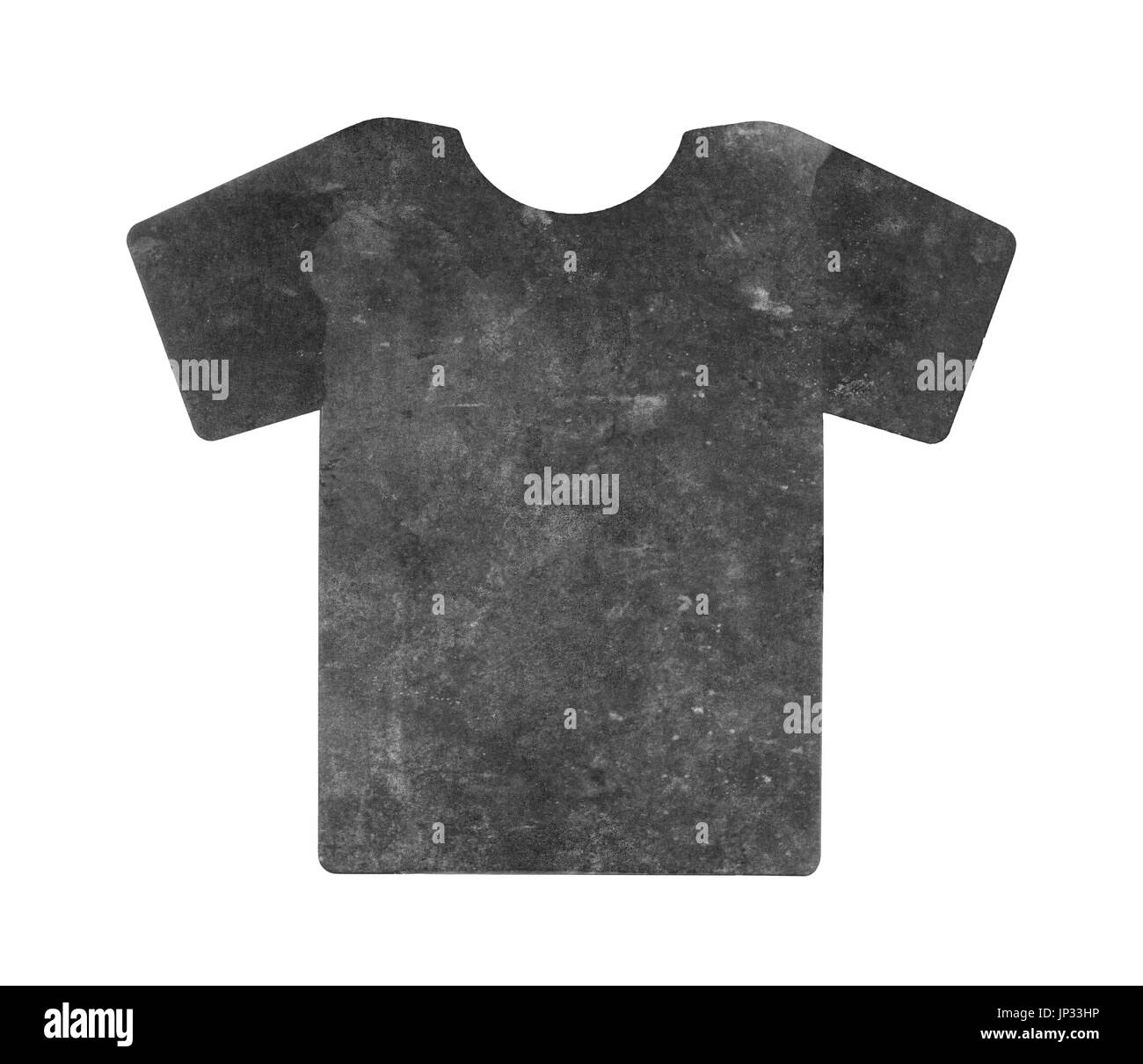 T-shirt simple, flithy et look vintage, isolé sur blanc - noir Banque D'Images