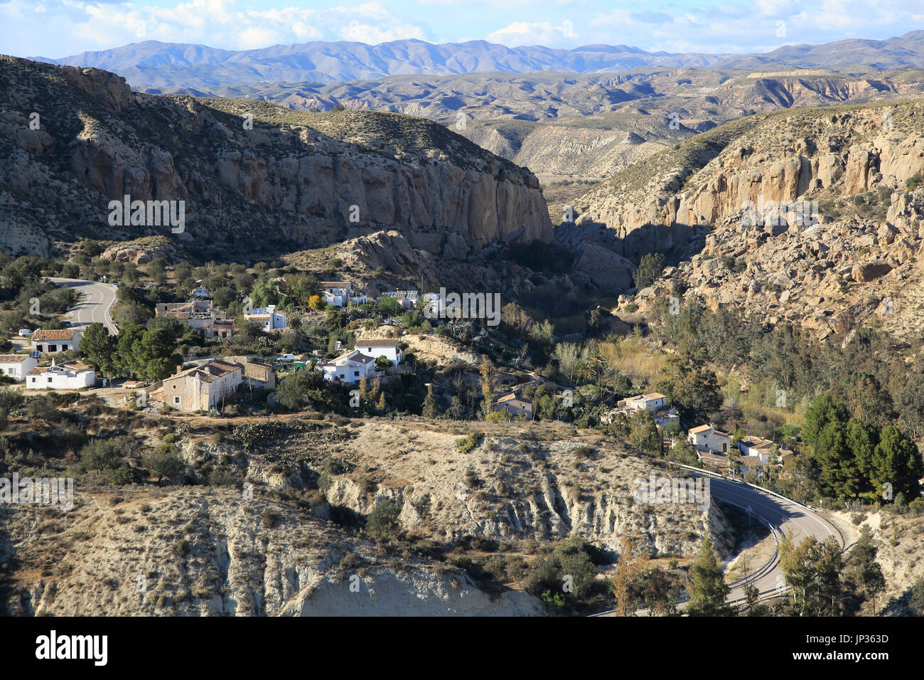 Paysage de désert de calcaire, Los Molinos del Río Aguas, Paraje Natural de Karst en Yesos, Sorbas, Almeria, Espagne Banque D'Images