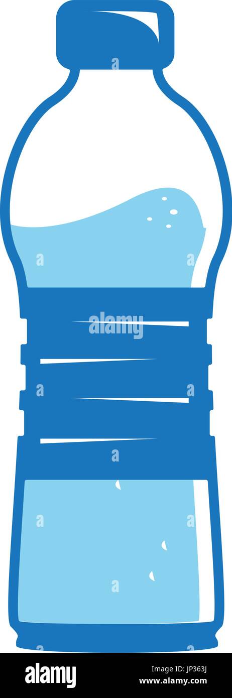 Bouteille d'eau en plastique bleu isolé sur fond blanc. Illustration de Vecteur