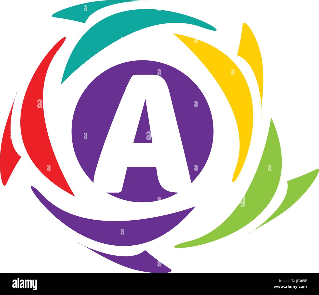 Lettre d'un logo à l'intérieur d'un cercle coloré isolé sur fond blanc. Illustration de Vecteur