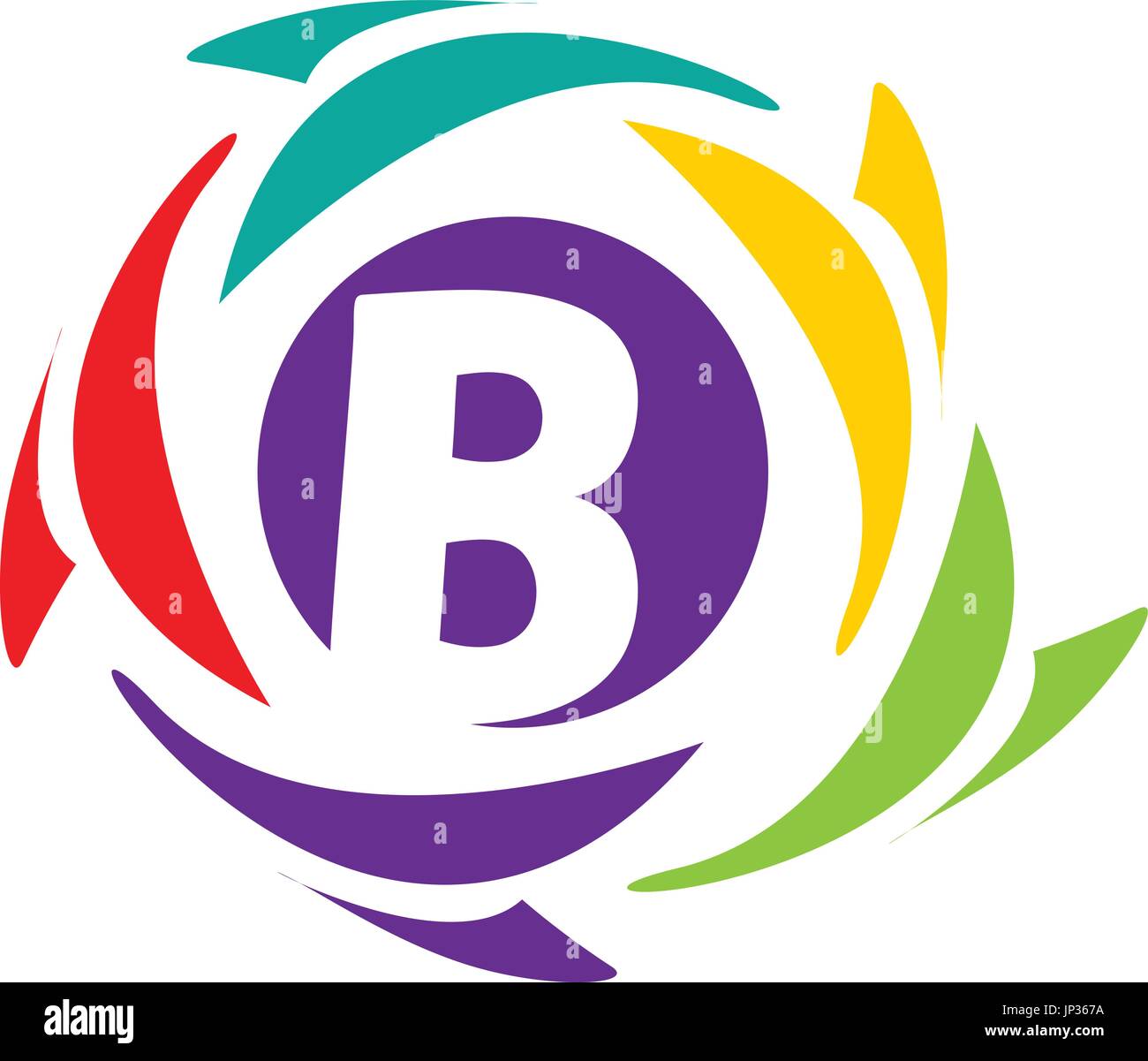 Lettre B logo dans un cercle coloré isolé sur fond blanc. Illustration de Vecteur