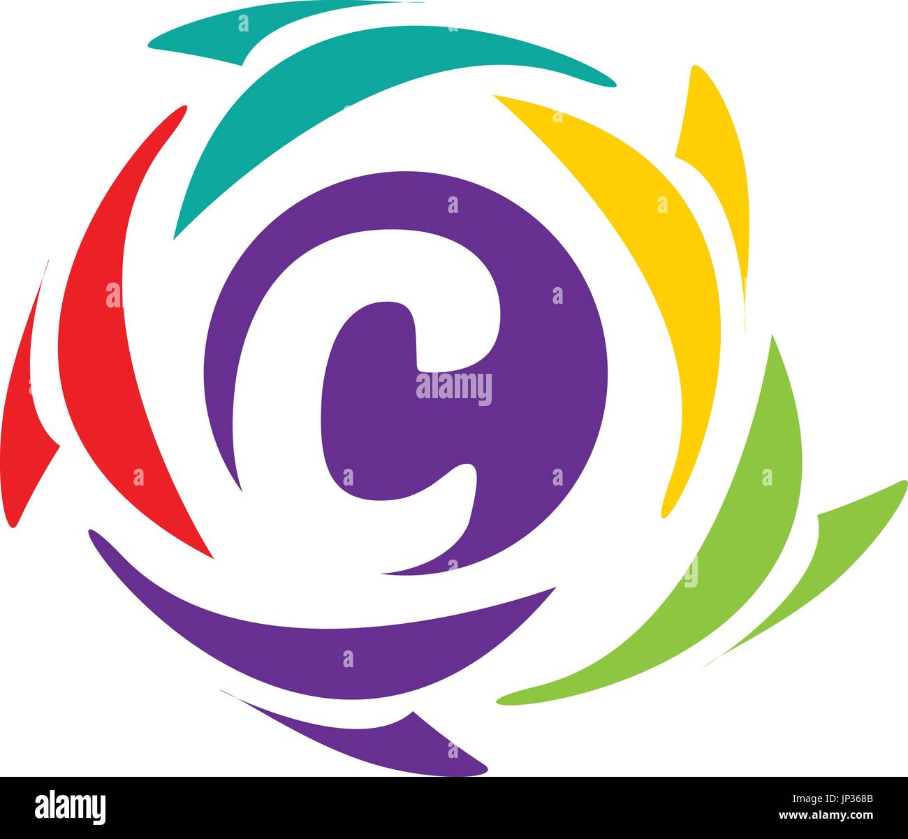 Lettre C logo dans un cercle coloré isolé sur fond blanc. Illustration de Vecteur