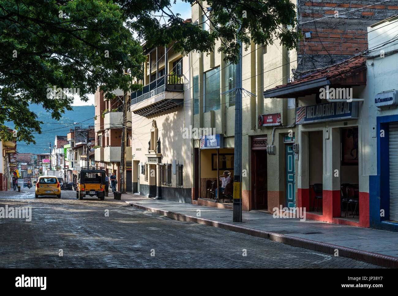 Petite ville historique de la rue Bolivar, Colombie, Amérique du Sud Banque D'Images