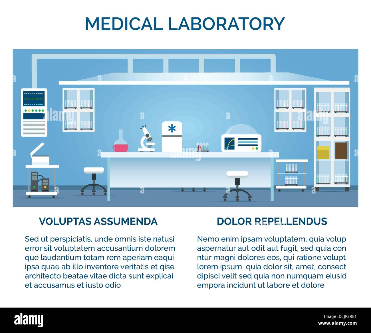 Illustration vecteur de laboratoire médical. Médecin ou scientifique Laboratoire chimique de l'intérieur test Illustration de Vecteur