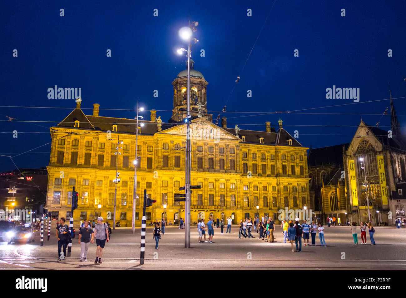 L'hôtel de ville d'Amsterdam by night - Amsterdam - Pays-Bas Banque D'Images