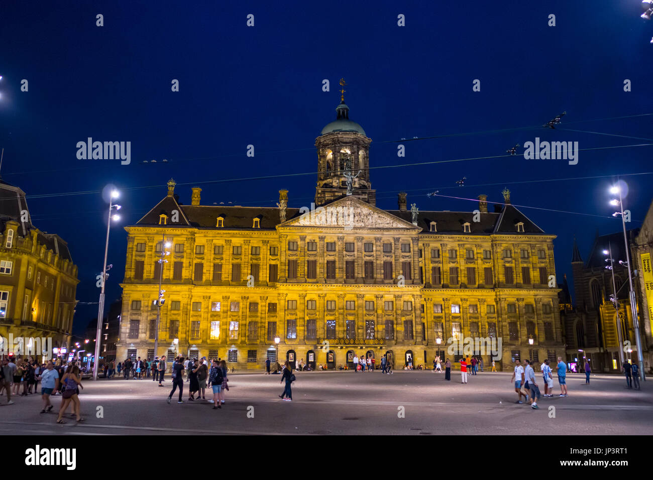 L'hôtel de ville d'Amsterdam by night - Amsterdam - Pays-Bas Banque D'Images
