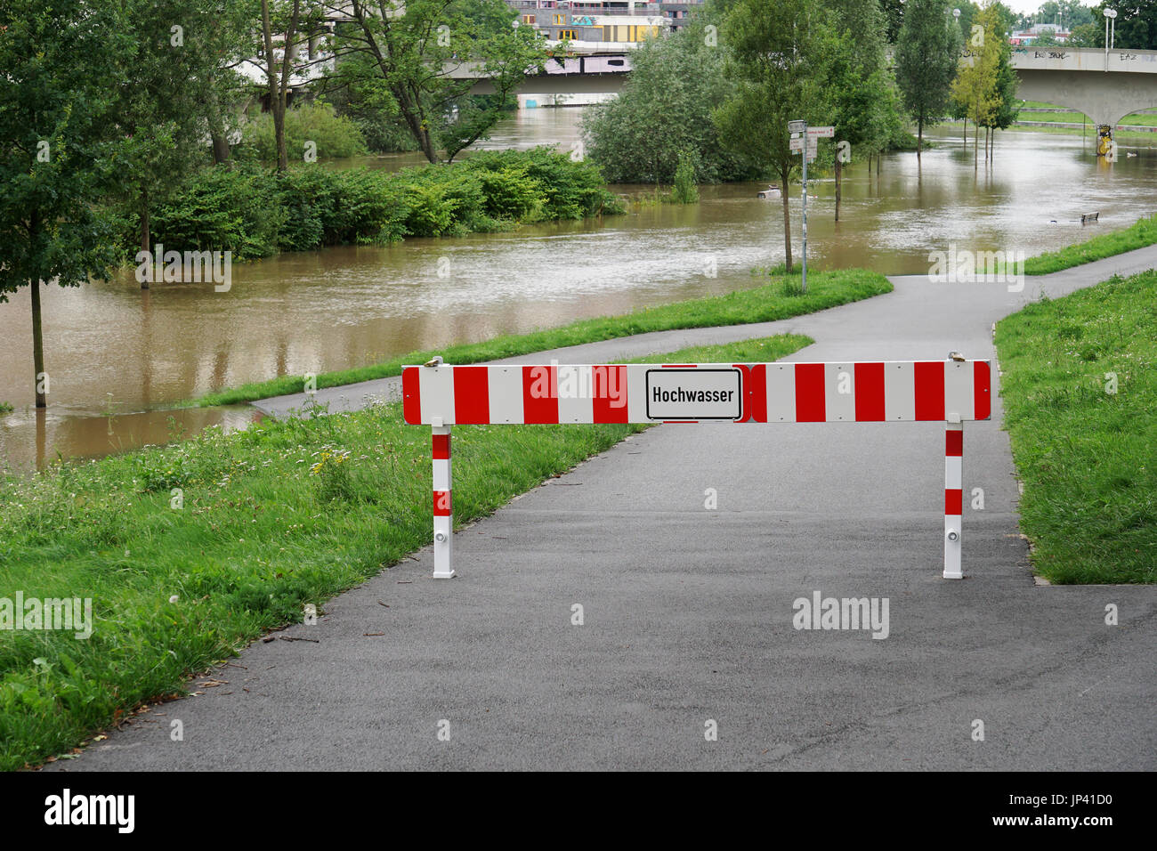 Inondations Les inondations de l'eau élevé à Hanovre en Allemagne Banque D'Images