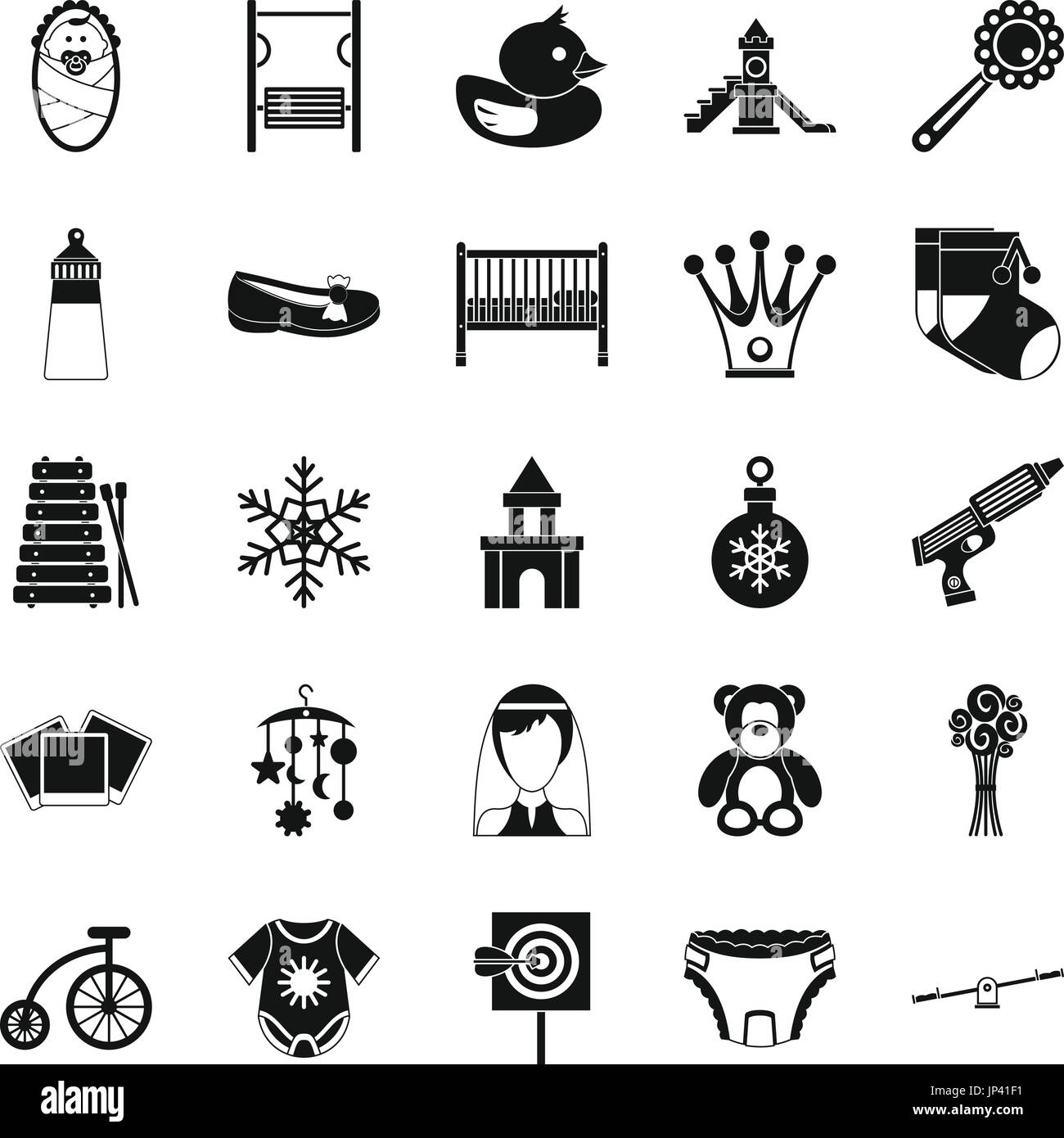 Icons set pépinière, le style simple Illustration de Vecteur