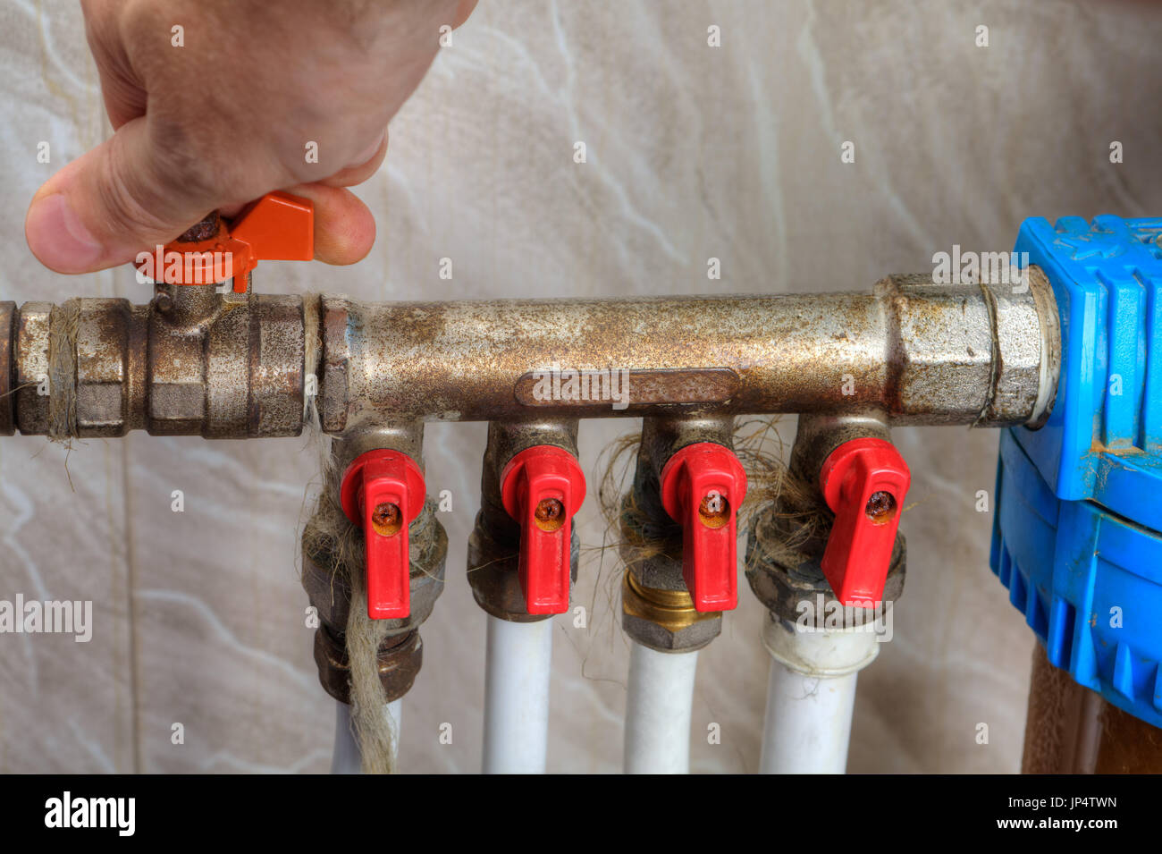 Accueil l'approvisionnement en eau, de désactiver la vanne de sécurité. Banque D'Images