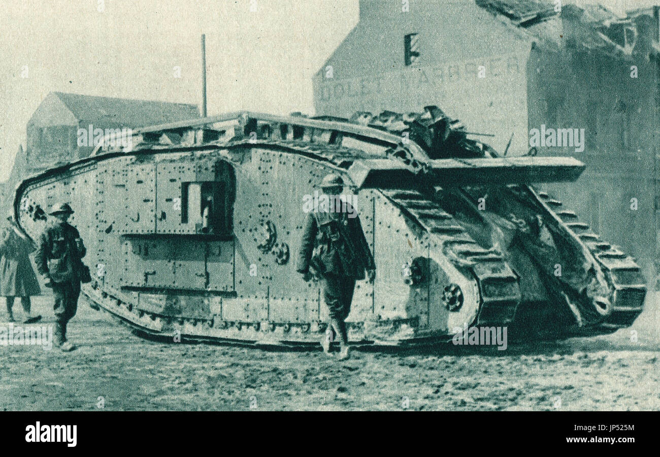 Début de type de réservoir utilisé pour la première fois à Cambrai, WW1 Banque D'Images