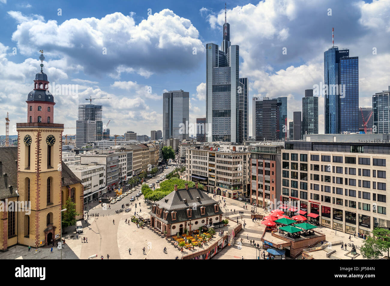 Regardant vers le bas sur le district de Hauptwache Frankfurt Am Main Banque D'Images