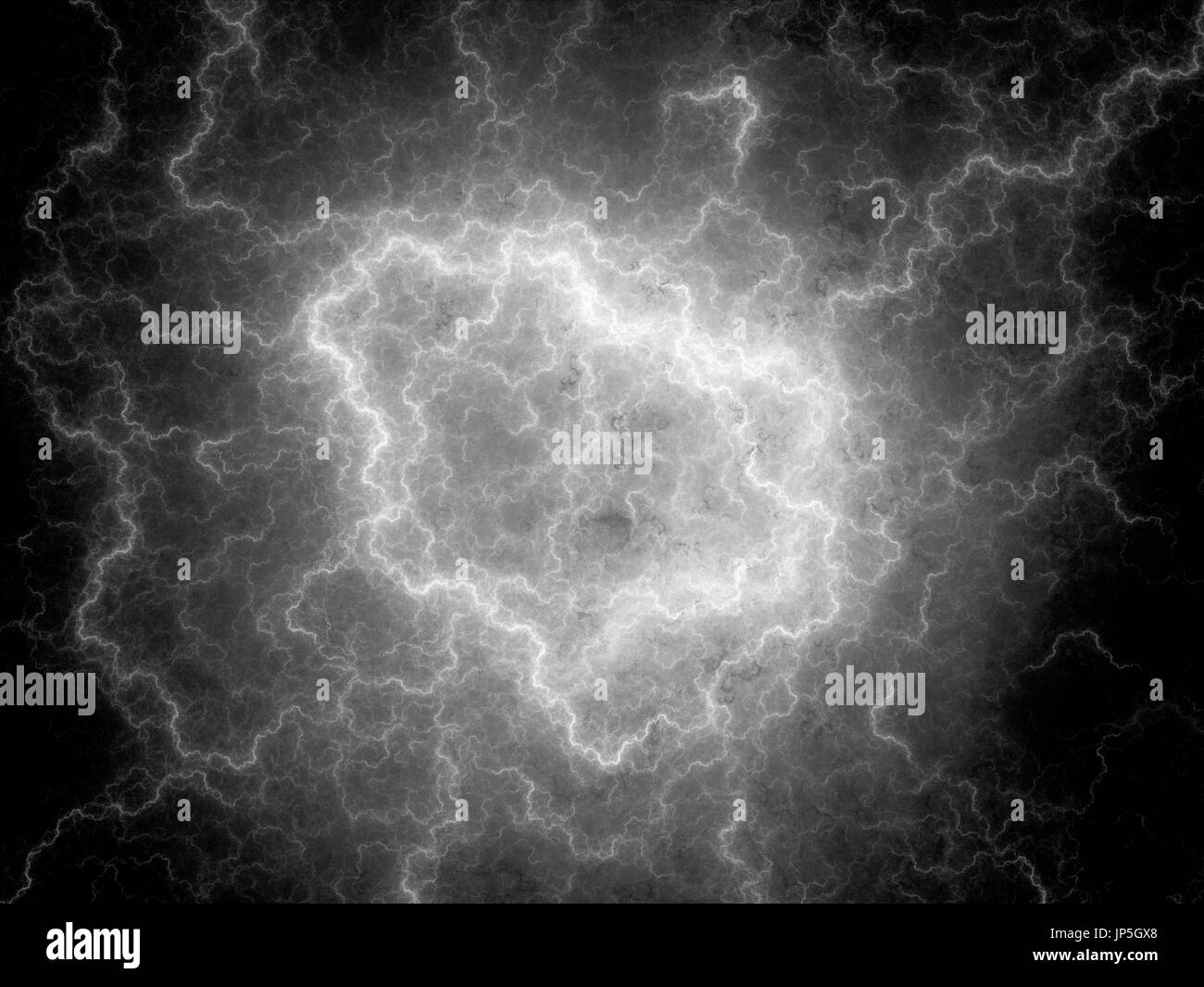 Plasma à haute énergie dans l'espace noir et blanc texture, effet abstrait créé par ordinateur, rendu 3D Banque D'Images