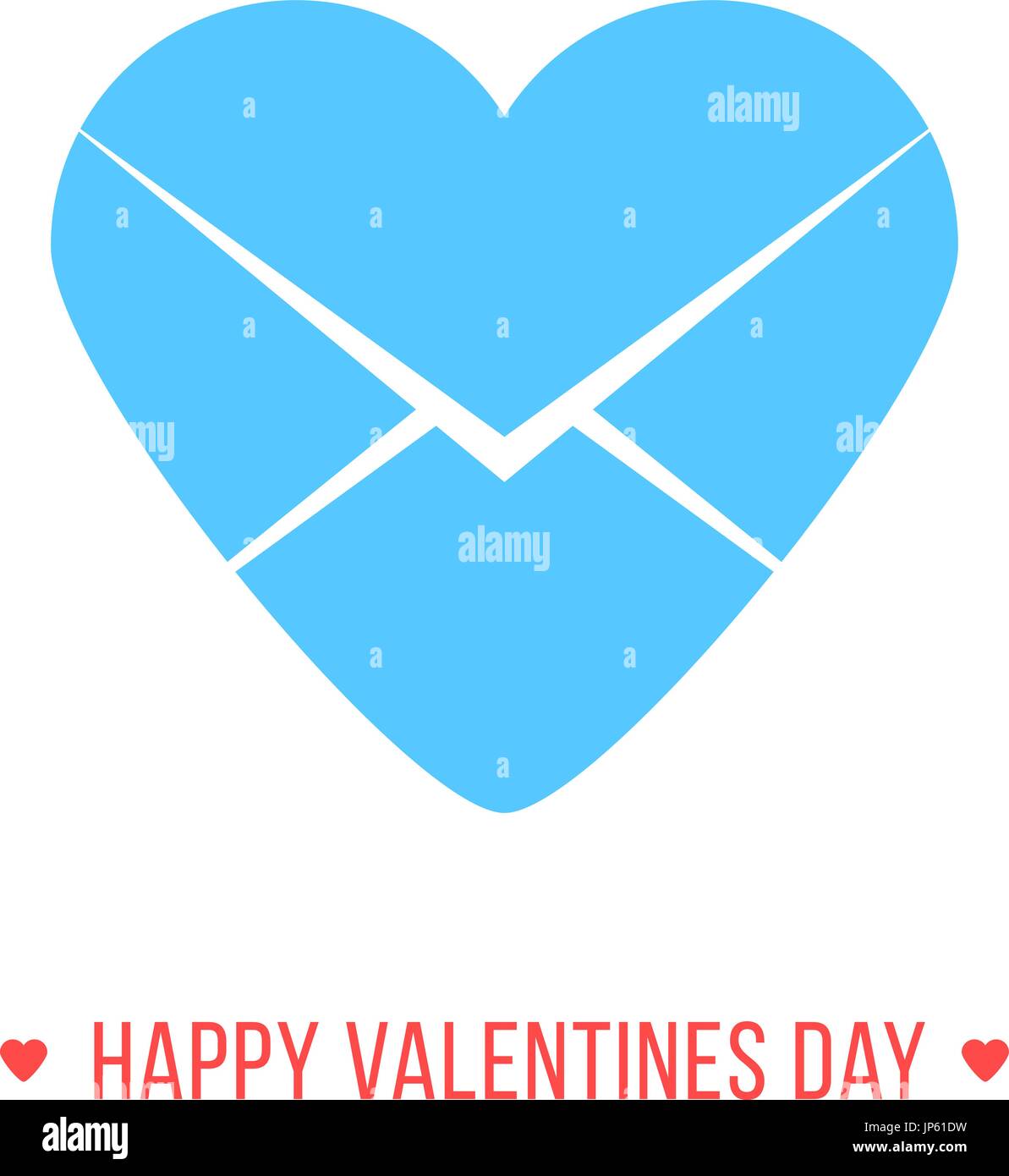 Happy Valentines Day avec l'icône de lettre coeur bleu Illustration de Vecteur