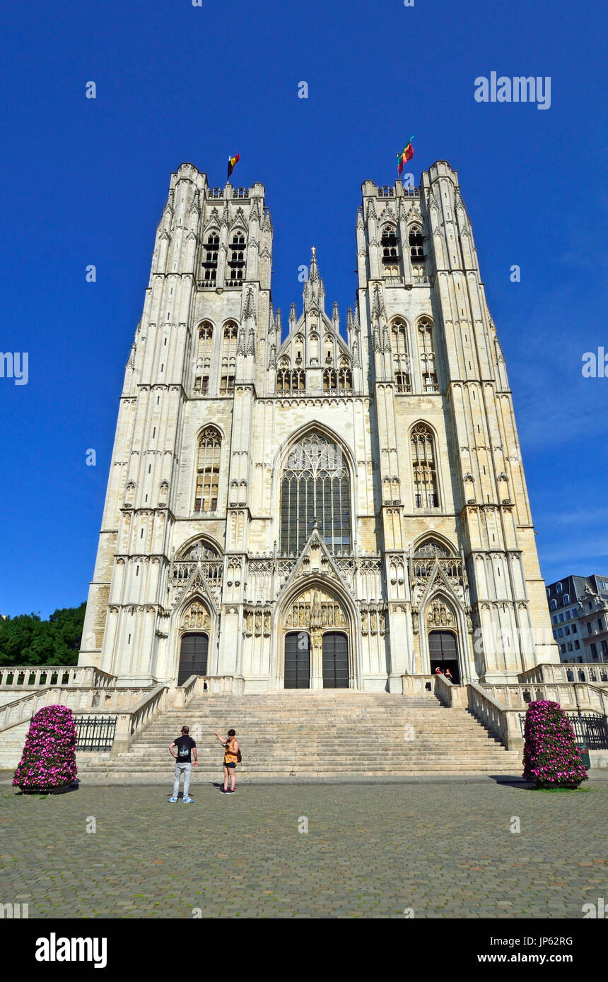 Bruxelles, Belgique. Cathédrale de St Michael et St Gudule (1519) gothique : Banque D'Images