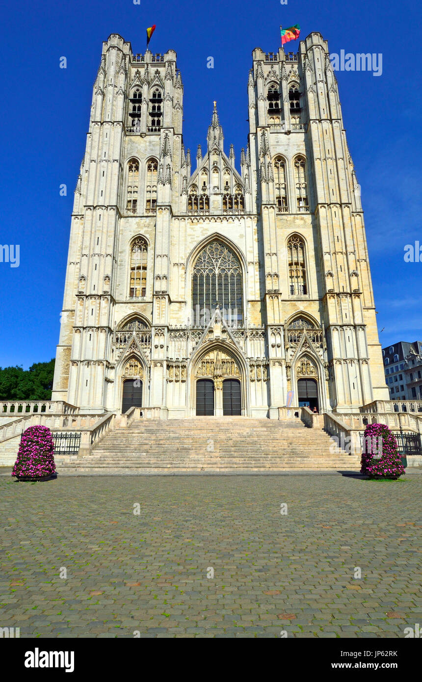 Bruxelles, Belgique. Cathédrale de St Michael et St Gudule (1519) gothique : Banque D'Images