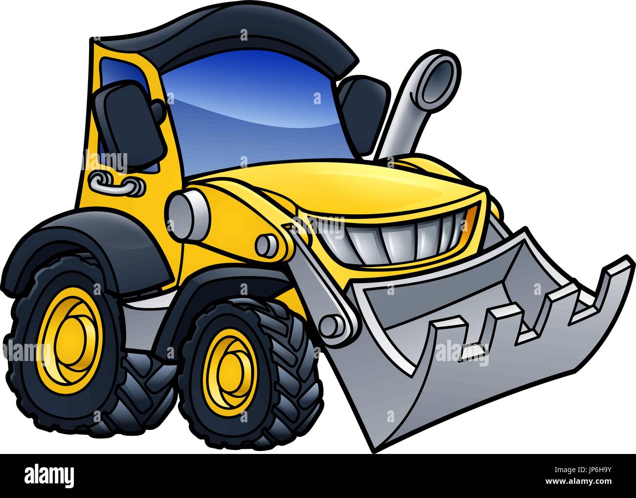 Digger Bulldozer Cartoon Illustration de Vecteur