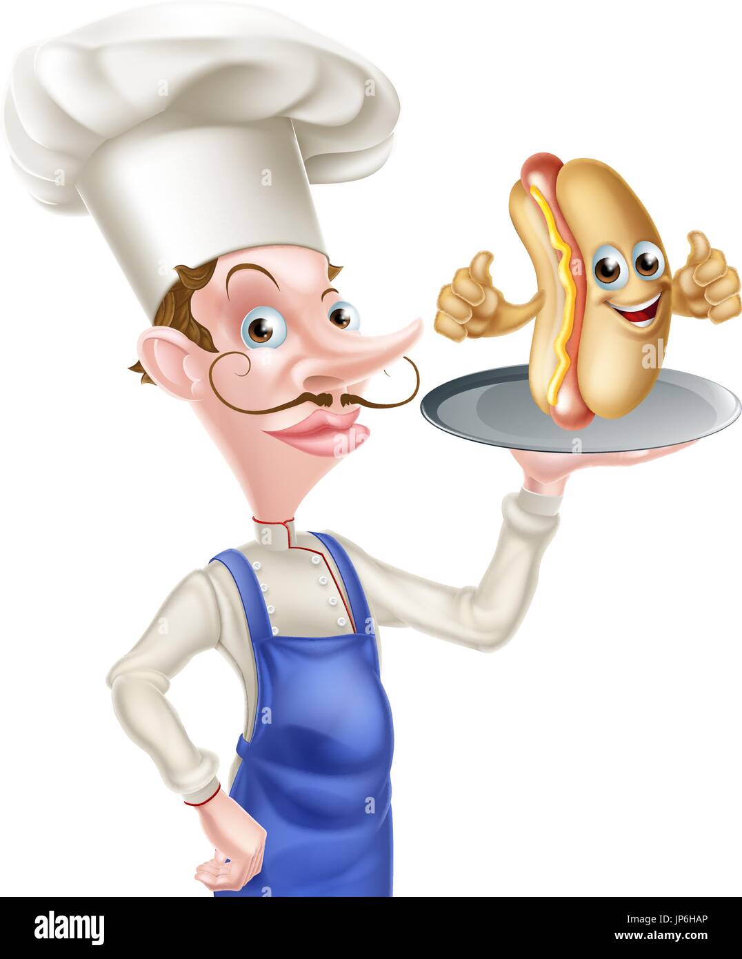 Caricature de hotdog Chef Thumbs Up Illustration de Vecteur