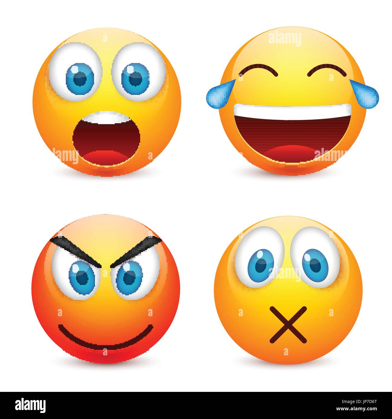 Smiley emoticon,avec des yeux bleus. Avant jaune avec des émotions. L ...