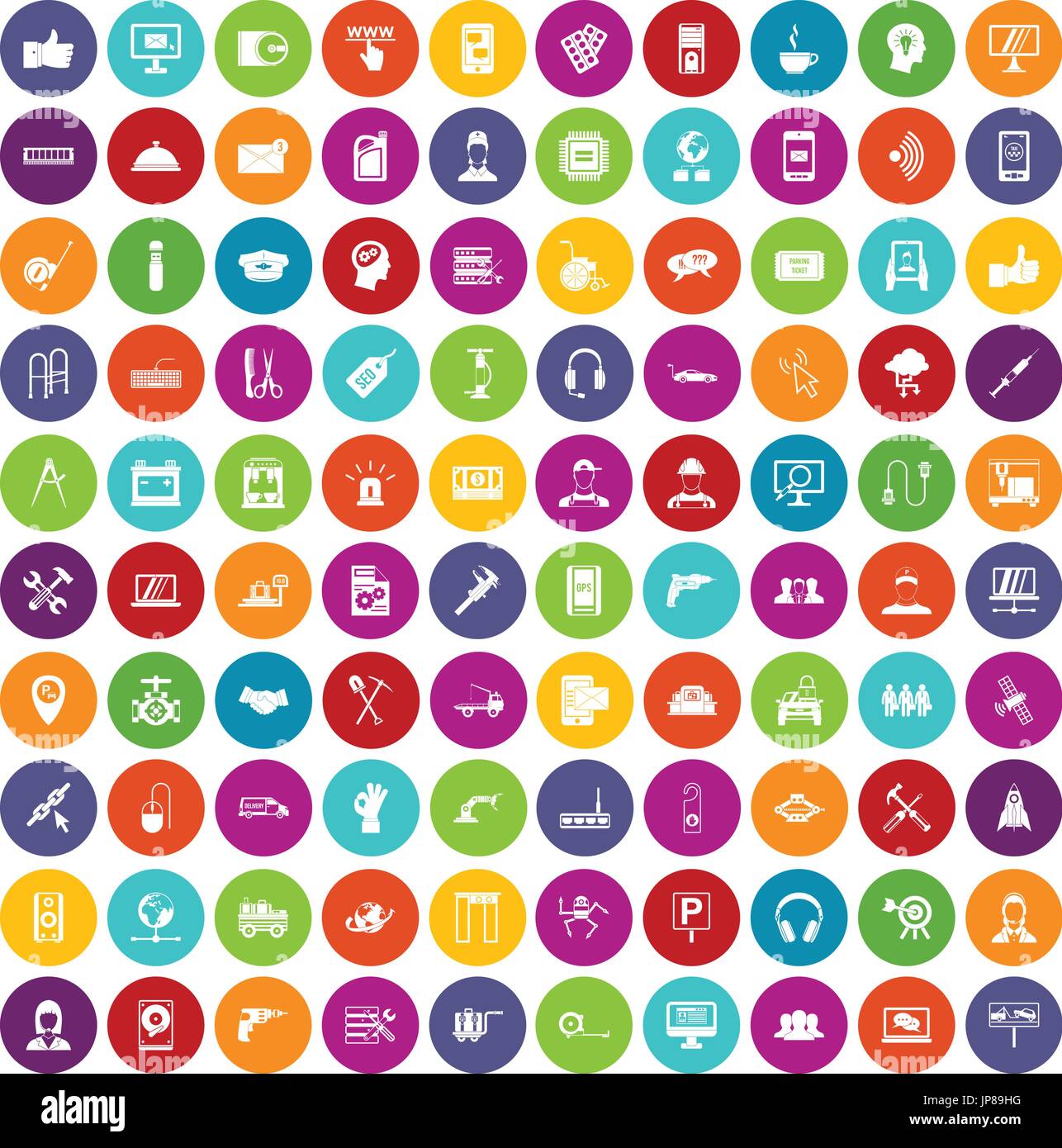100 icônes de support couleur Illustration de Vecteur